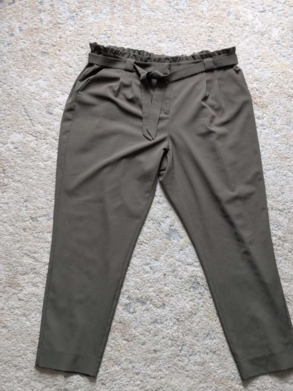 Addition-Elle Plus Size 20W Olive Paperbag Waist Trousers w/ Self Tie